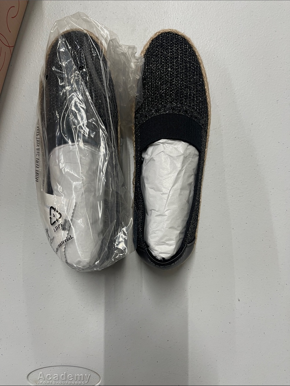 Black Glitter Slip-On Easy Spirit Flats